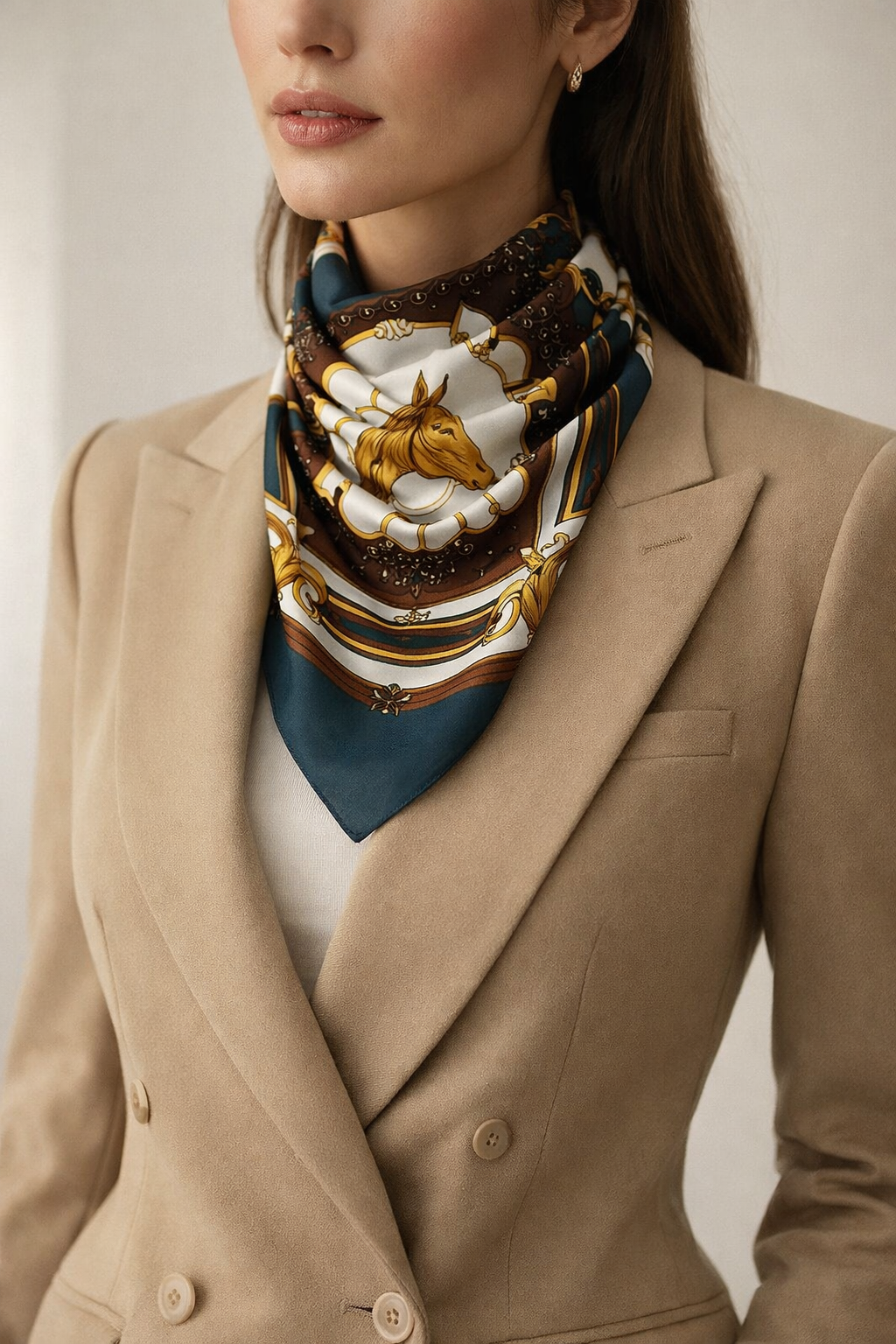 Vintage Seidenschal Céline Paris – Reitsportmotiv