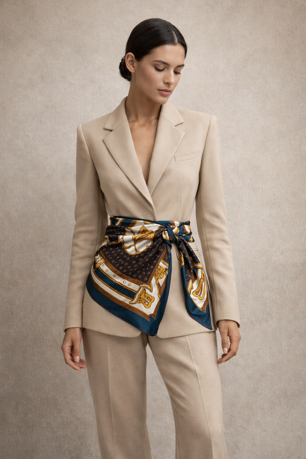 Vintage Seidenschal Céline Paris – Reitsportmotiv