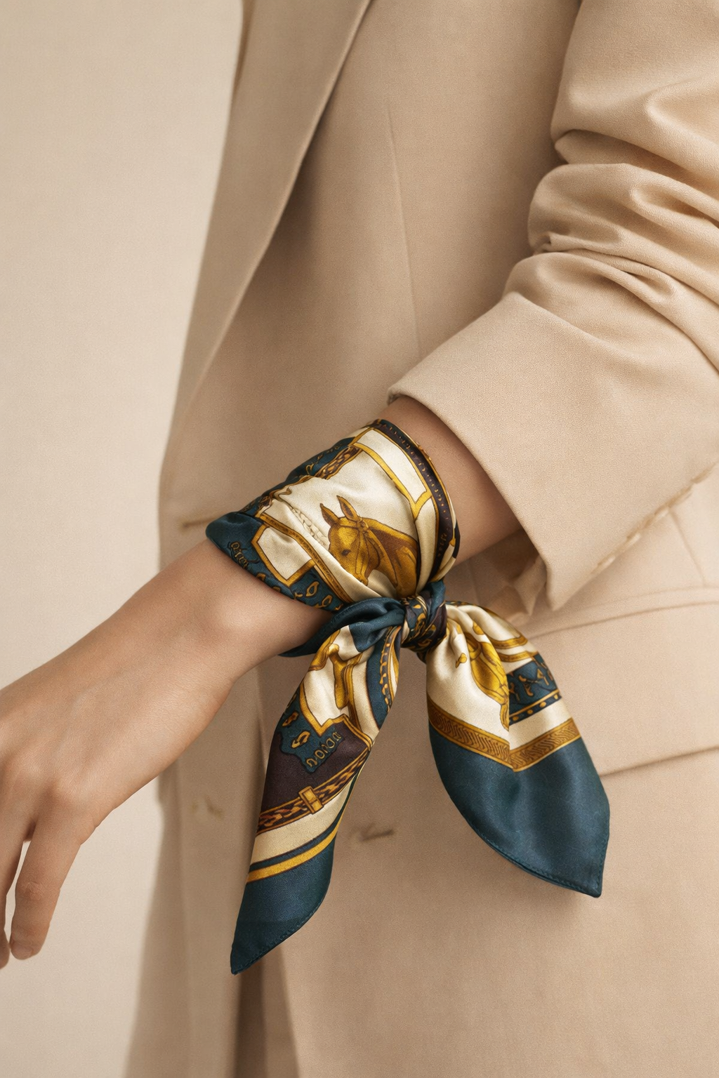 Vintage Seidenschal Céline Paris – Reitsportmotiv