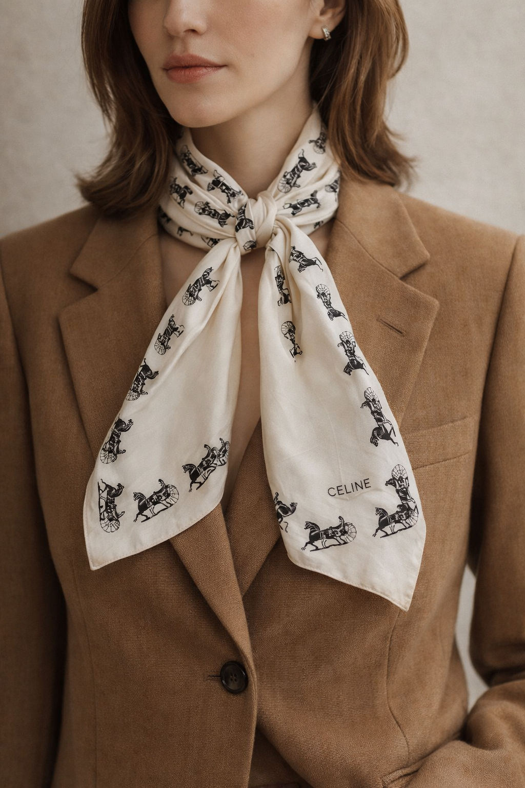 Vintage Tuch Céline Paris – Pferdekutschen Motiv