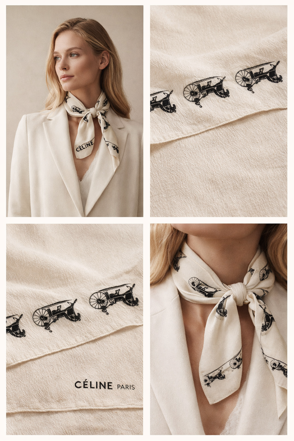 Vintage Tuch Céline Paris – Pferdekutschen Motiv