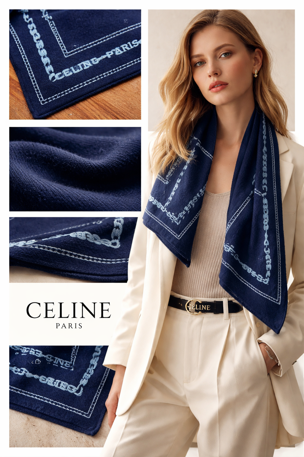 Vintage Céline Paris Tuch – Horsebit Muster