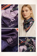 RIANI Seidentuch mit Reiter-Motiv – Vintage