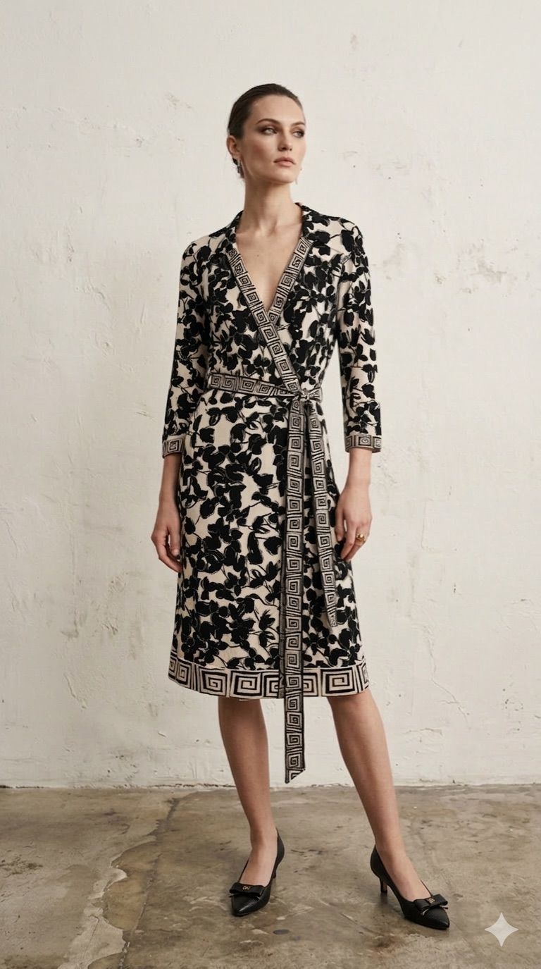 Diane von Furstenberg Wickelkleid Schwarz-Weiß